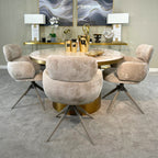 Camden Dining Table - Beige Marble/ Brushed Brass 130cm Kevin Simba