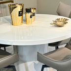 Cara 120cm Round White Marble Dining Table (2501) L H International