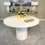 Cara 120cm Round White Marble Dining Table (2501) L H International