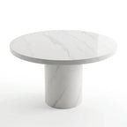 Cara 120cm Round White Marble Dining Table L H International