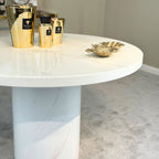 Cara 120cm Round White Marble Dining Table (2501) L H International