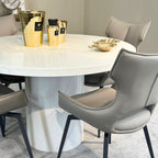 Cara 120cm Round White Marble Dining Table (2501) L H International