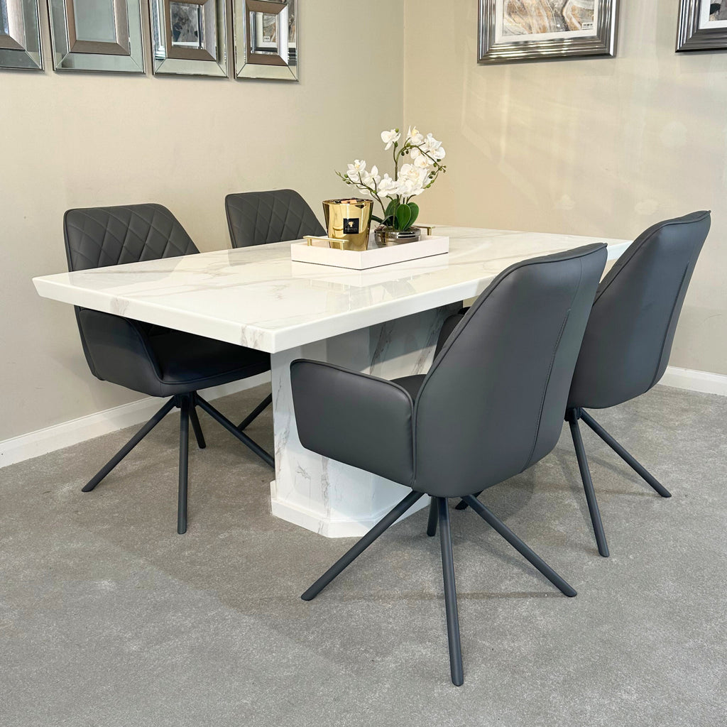 Belle 200cm Marble White Dining Table (2503) L H International