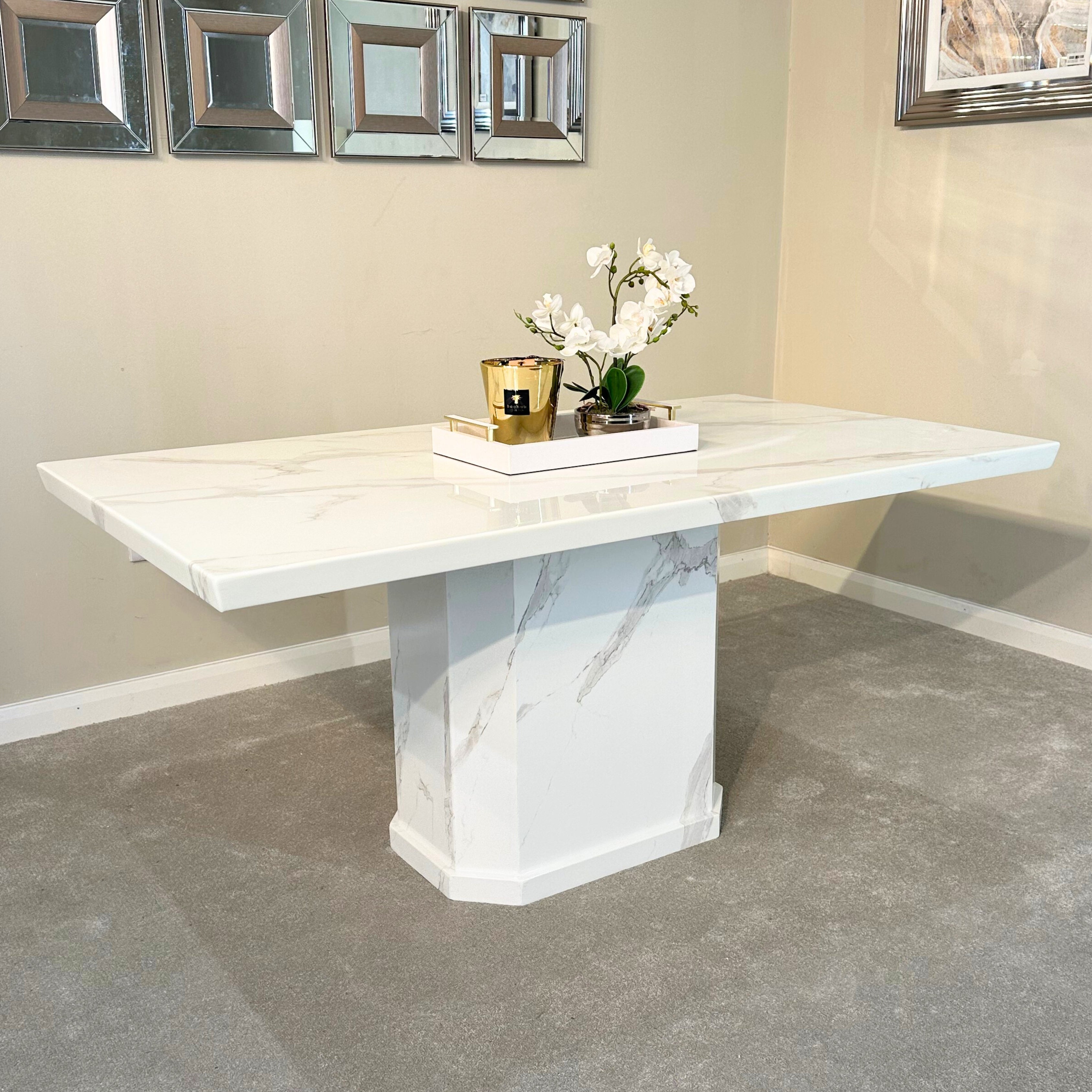 Belle 200cm Marble White Dining Table (2503) L H International