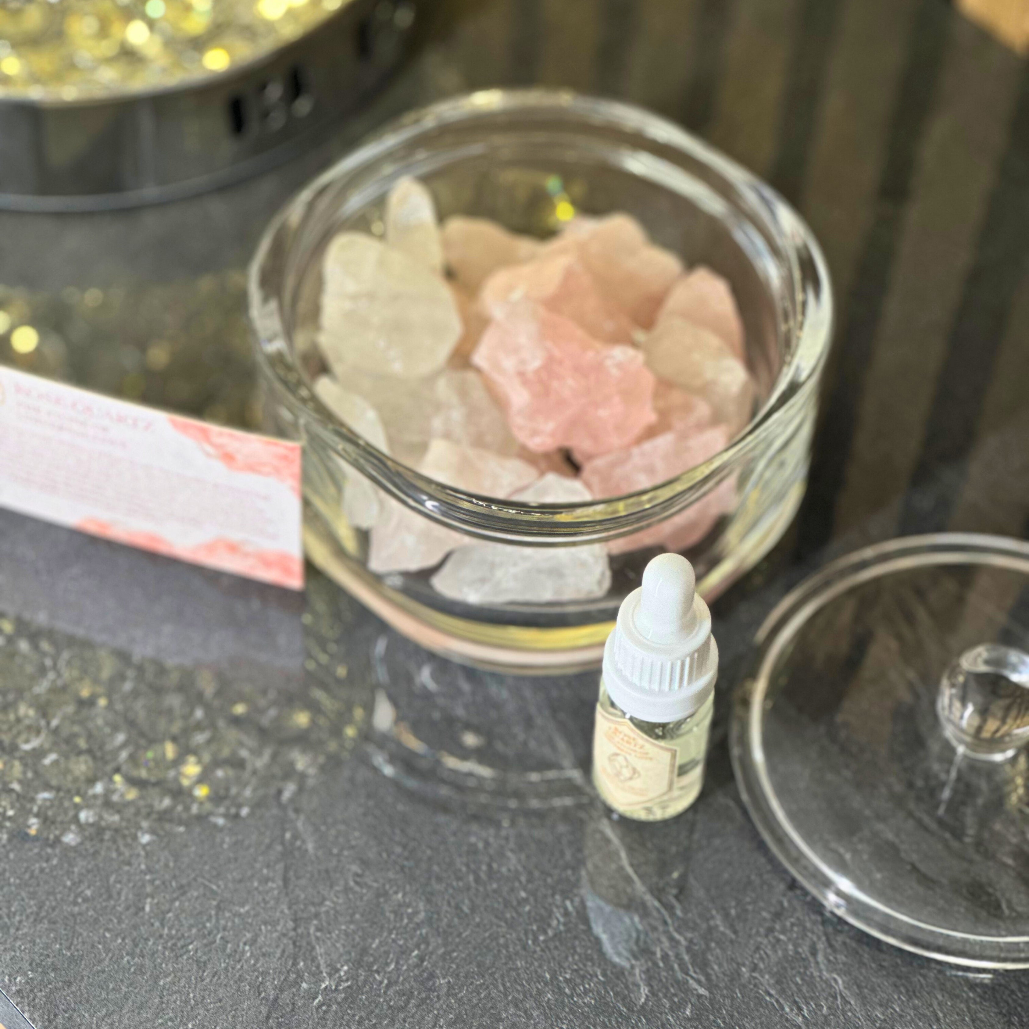 Large Rose Crystal & Oil Gift Set sil interiors