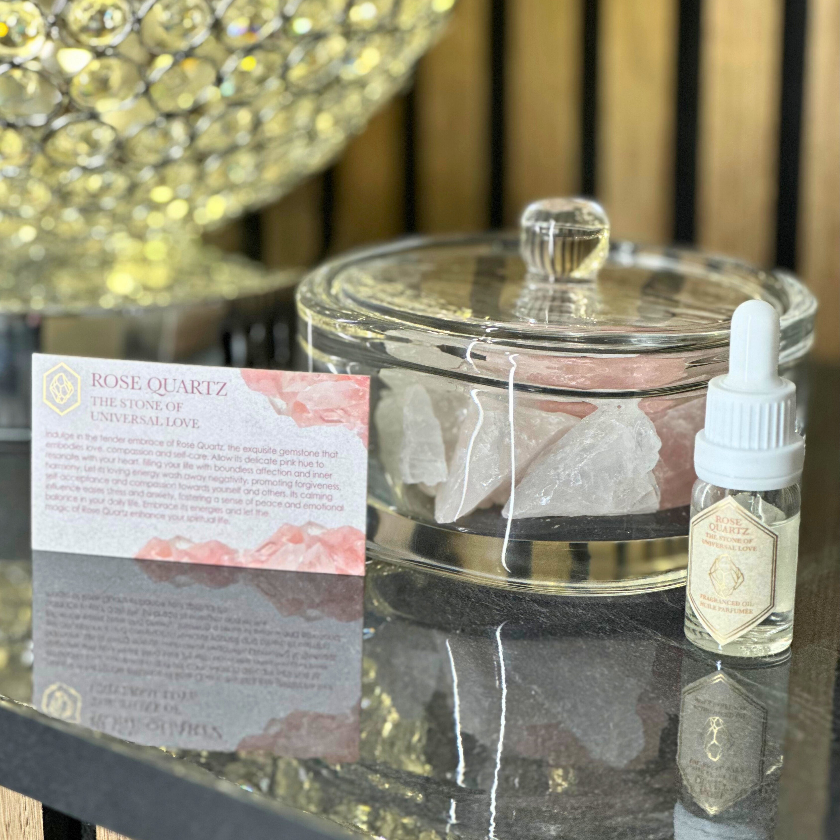 Large Rose Crystal & Oil Gift Set sil interiors