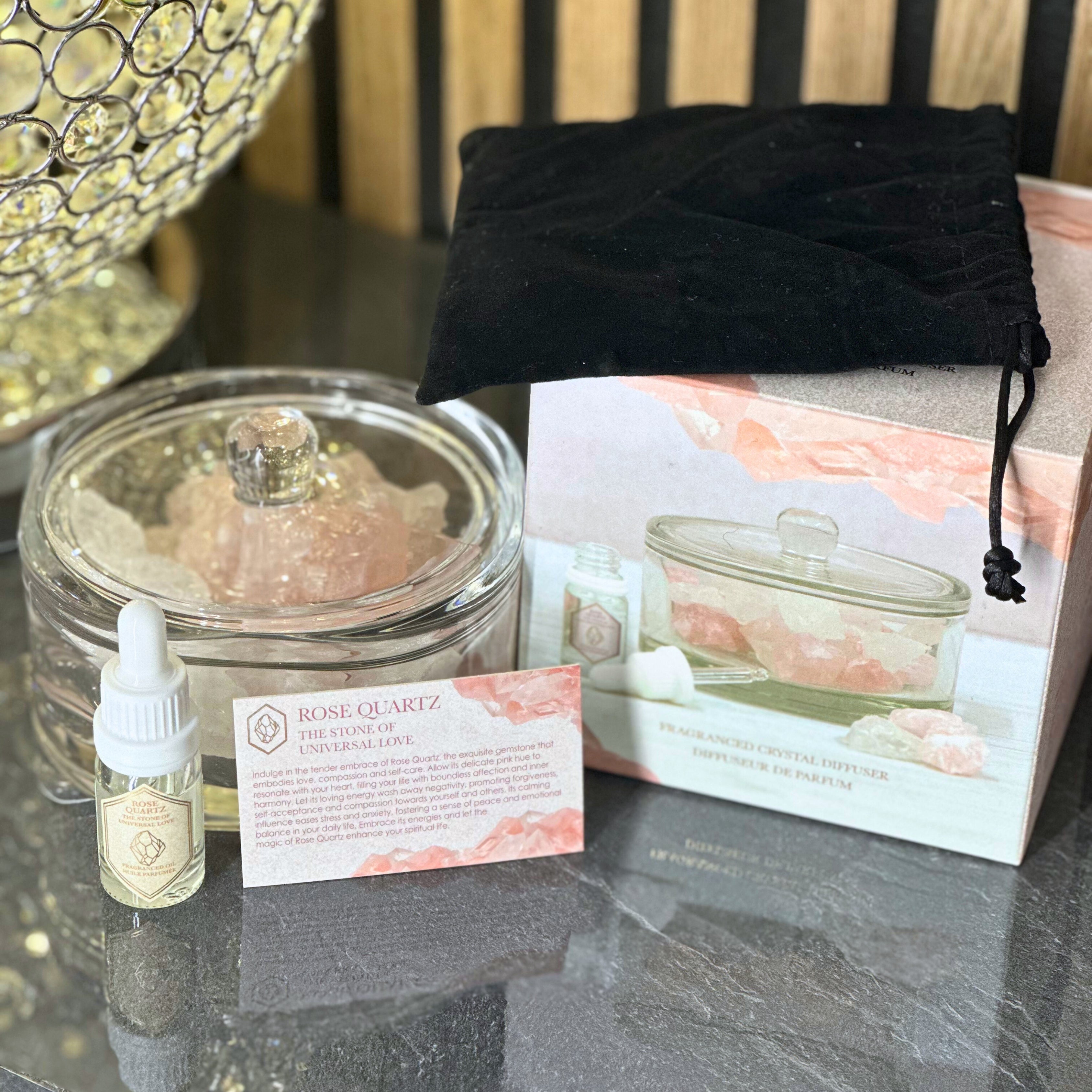 Large Rose Crystal & Oil Gift Set sil interiors