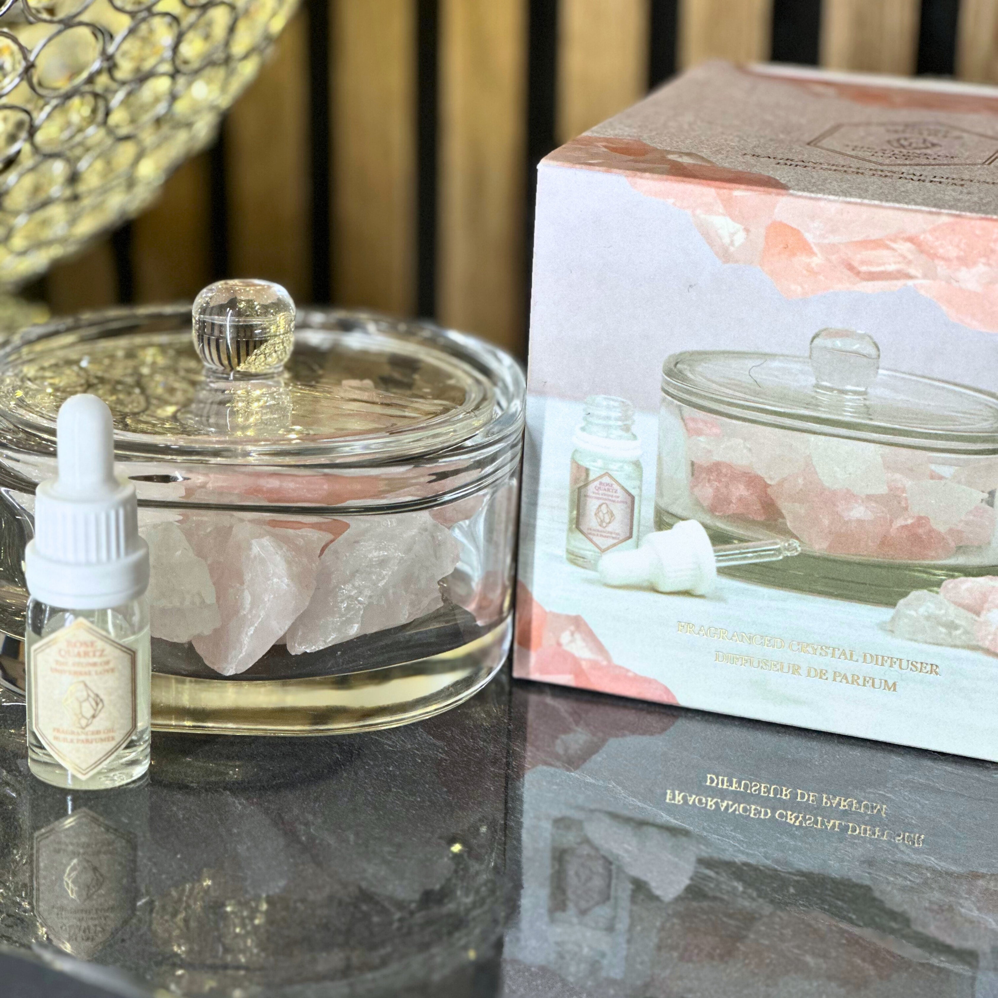 Large Rose Crystal & Oil Gift Set sil interiors