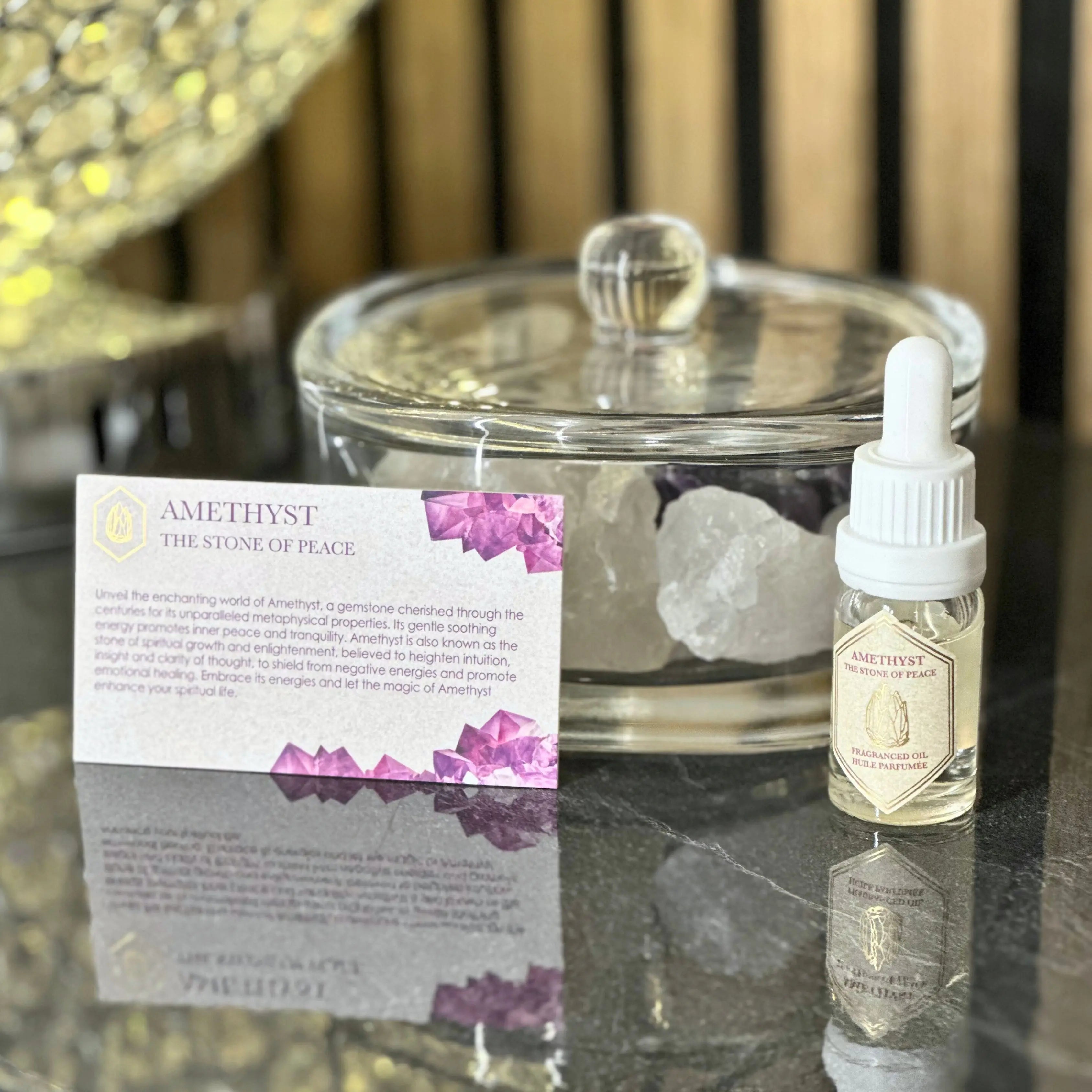 Large Wellbeing & Health Amethyst Crystal & Oil Gift Set sil interiors