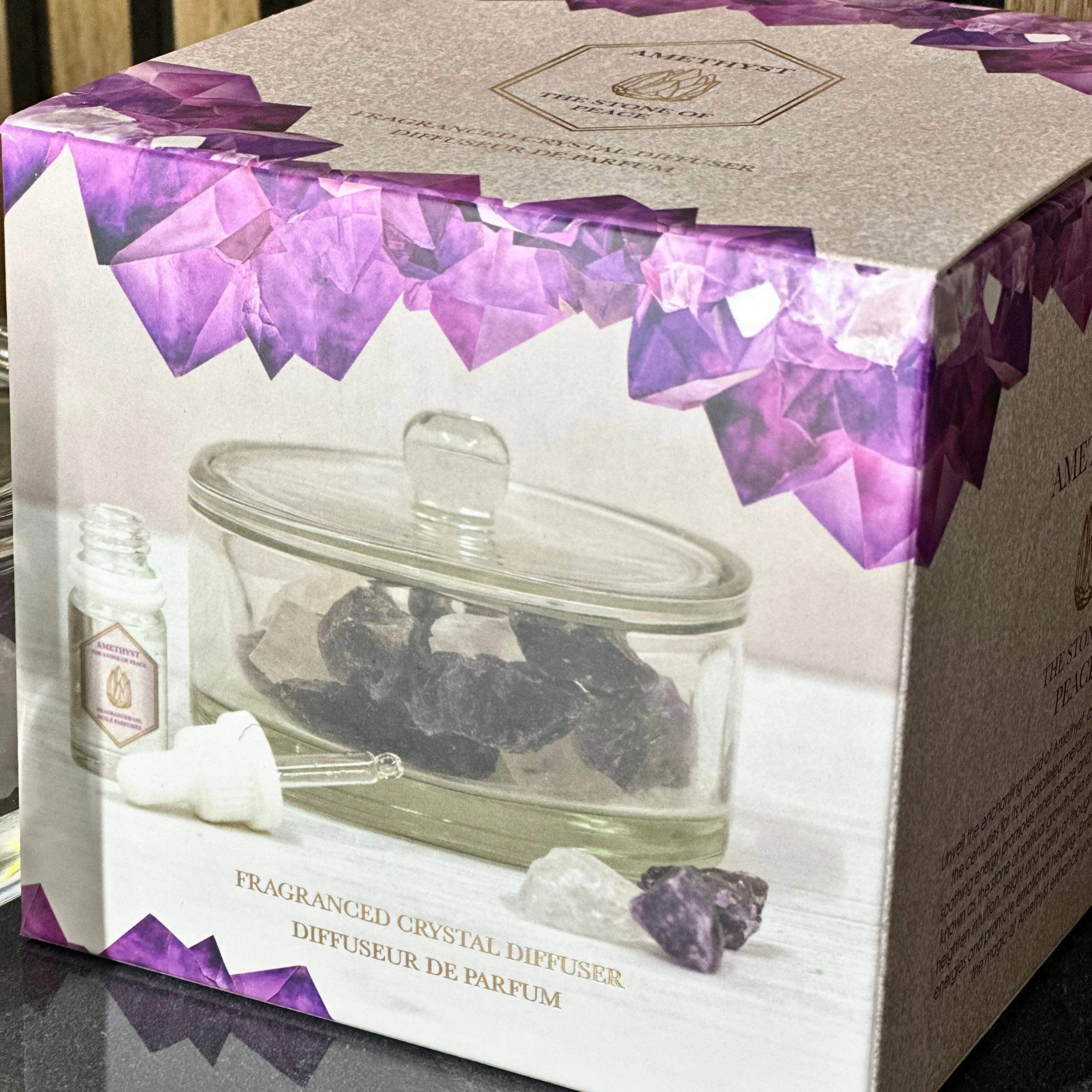 Large Wellbeing & Health Amethyst Crystal & Oil Gift Set sil interiors
