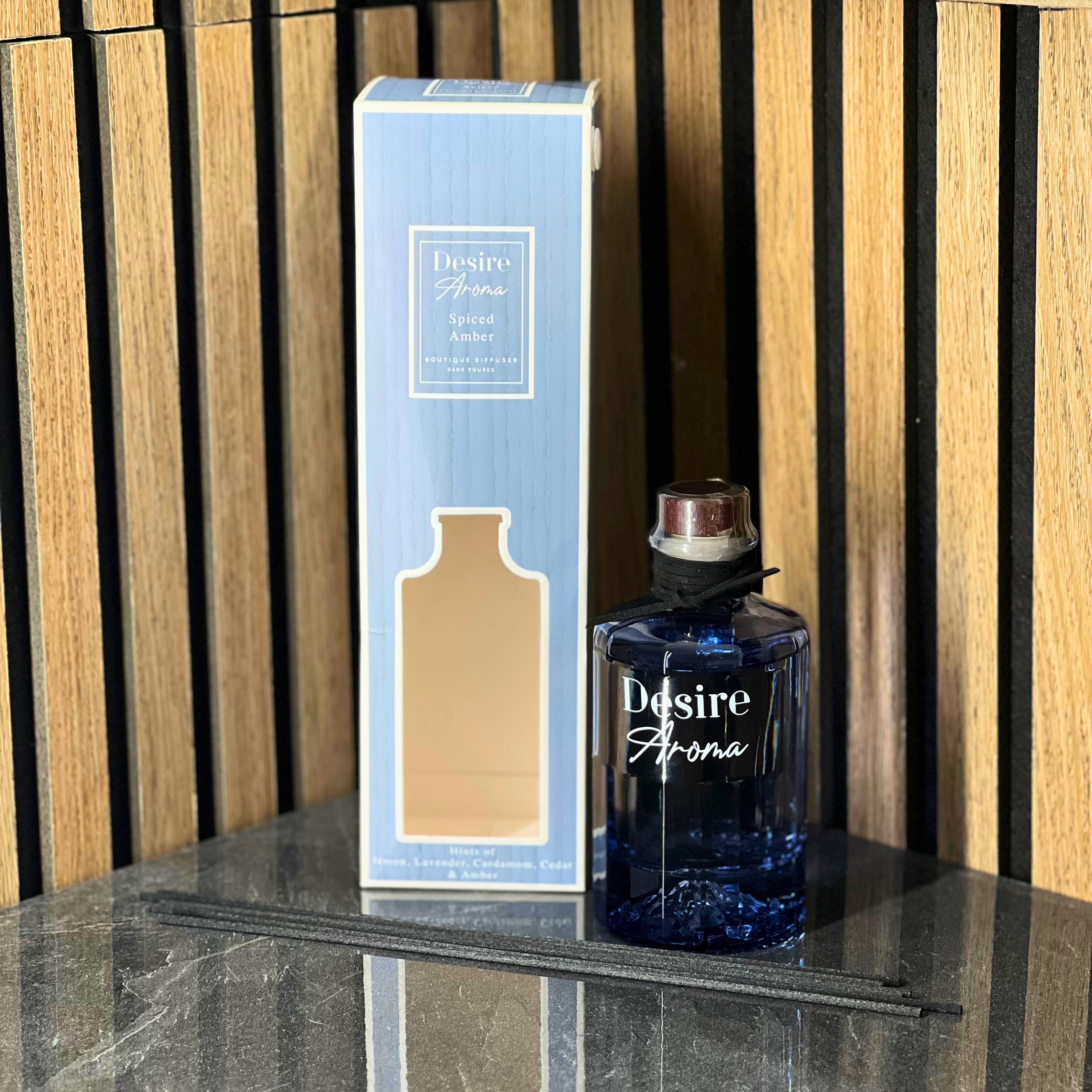 Desire Aroma Cologne Spiced Amber 220ml Reed Diffuser Lesser & Pavey Ltd