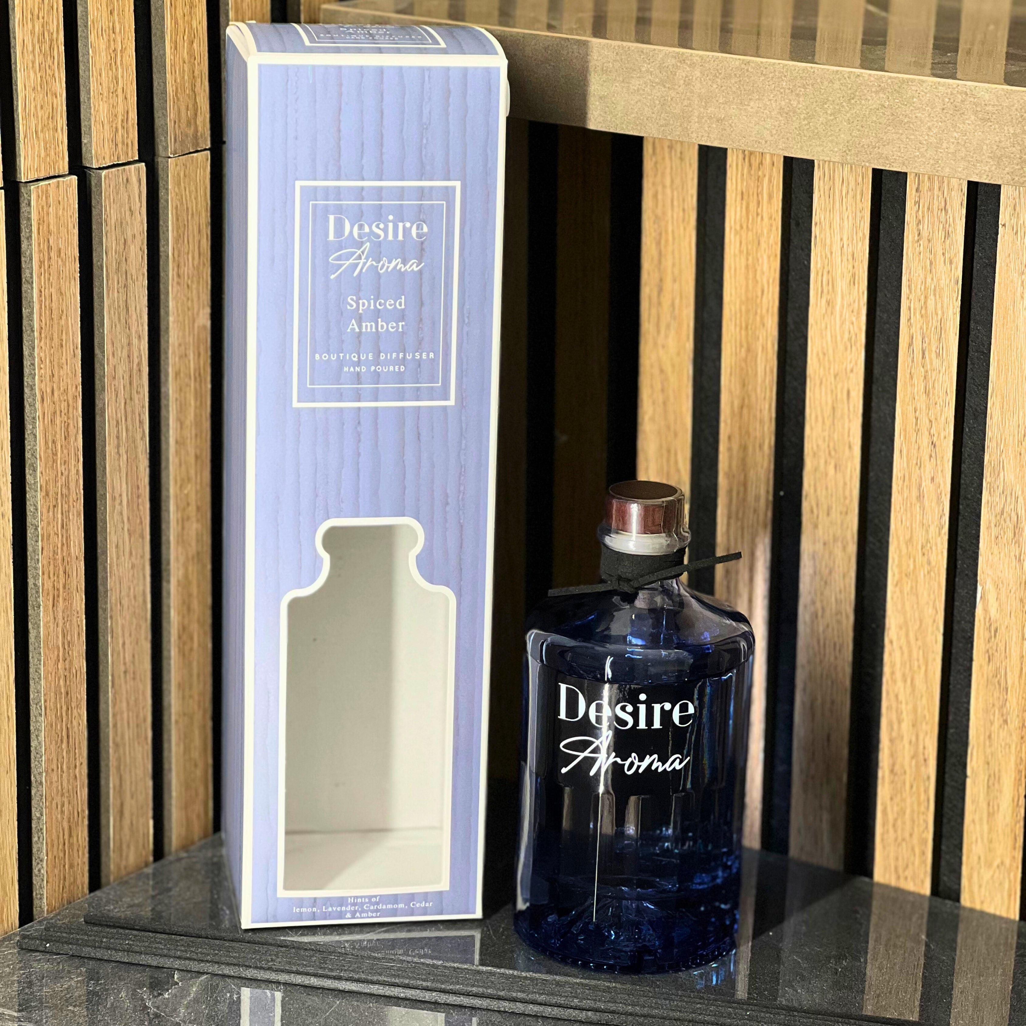Desire Aroma Cologne Spiced Amber 500ml Reed Diffuser Lesser & Pavey Ltd