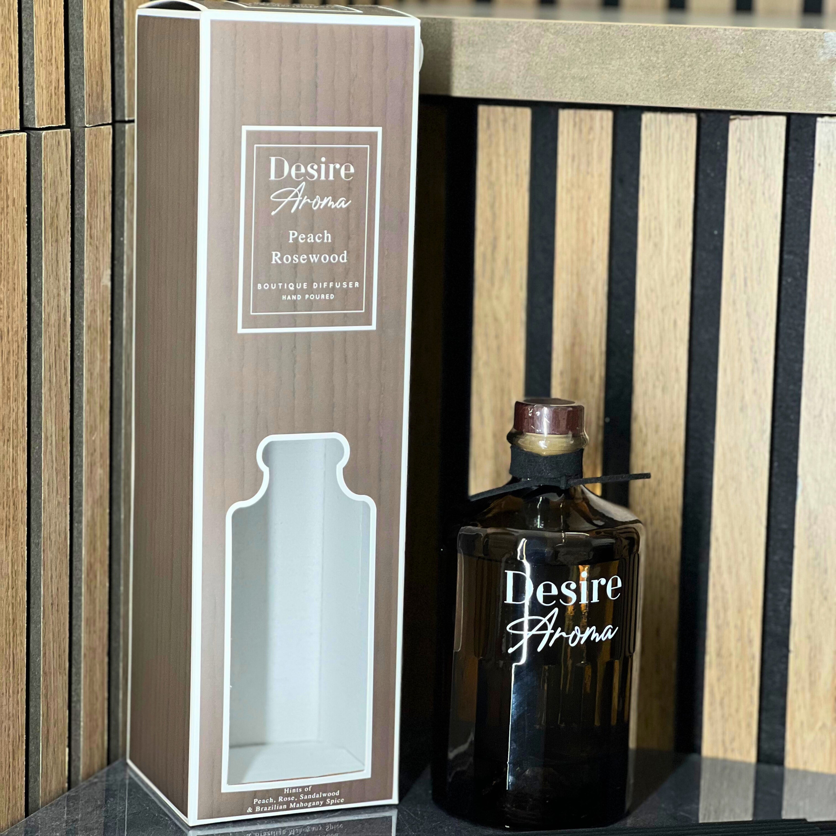 Desire Aroma Santal Peach Rosewood 500ml Reed Diffuser Lesser & Pavey Ltd