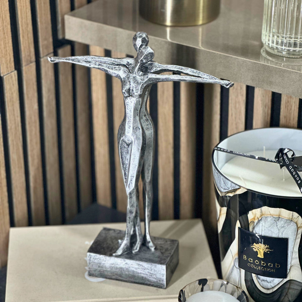 Silver Couple Statue Ornament 35cm sil interiors