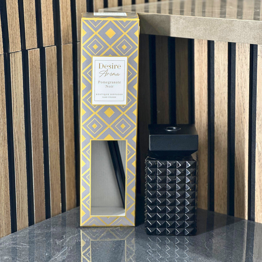 Desire Aroma Pomegranate Noir 500ml Cut Glass Reed Diffuser Lesser & Pavey Ltd
