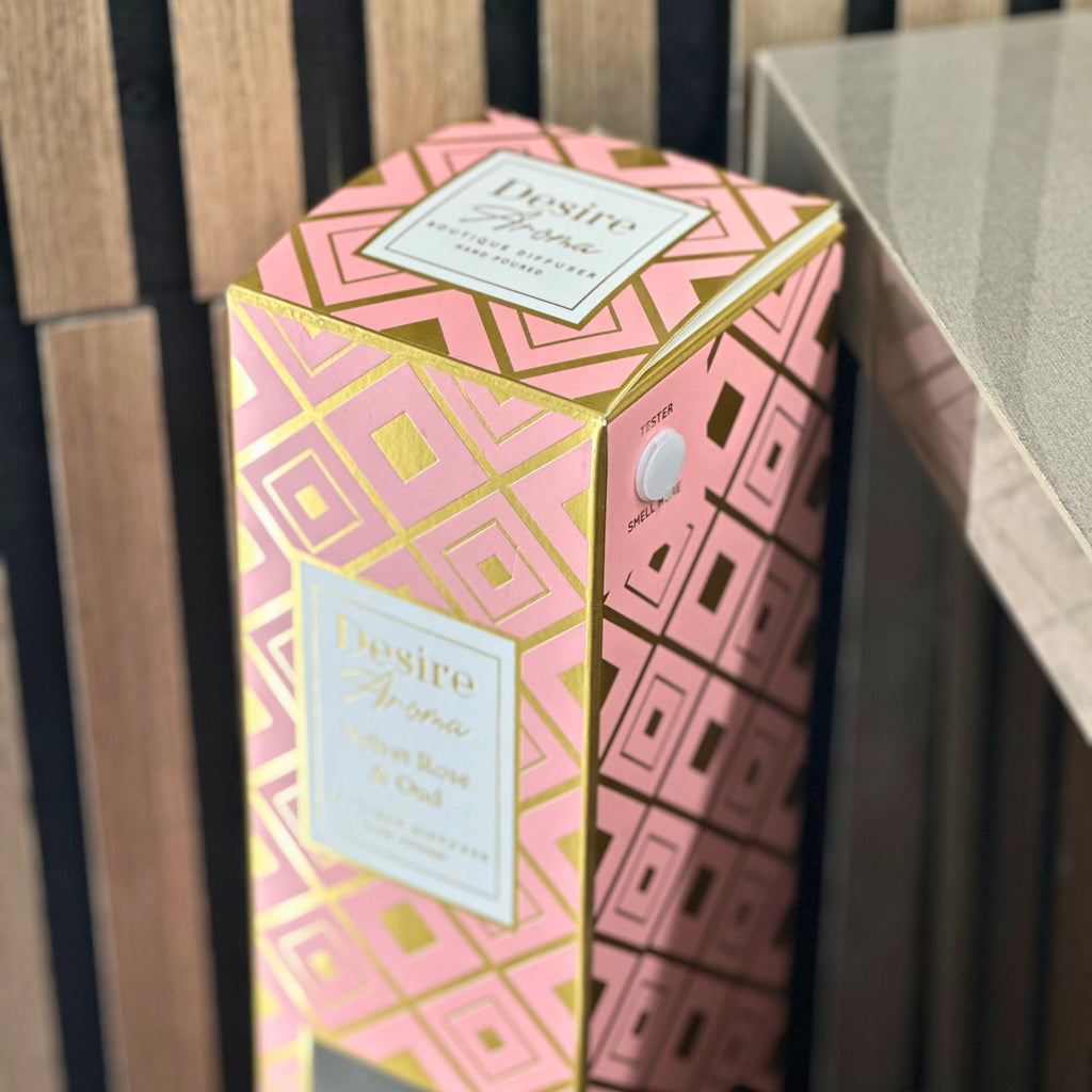 Desire Aroma Velvet Rose & Oud 500ml Cut Glass Reed Diffuser Lesser & Pavey Ltd