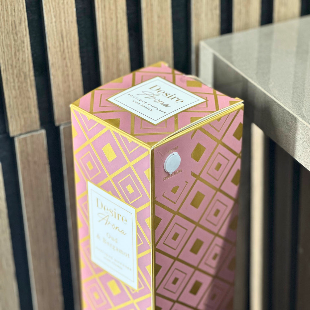 Desire Aroma Oud & Bergamot 500ml Cut Glass Reed Diffuser Lesser & Pavey Ltd