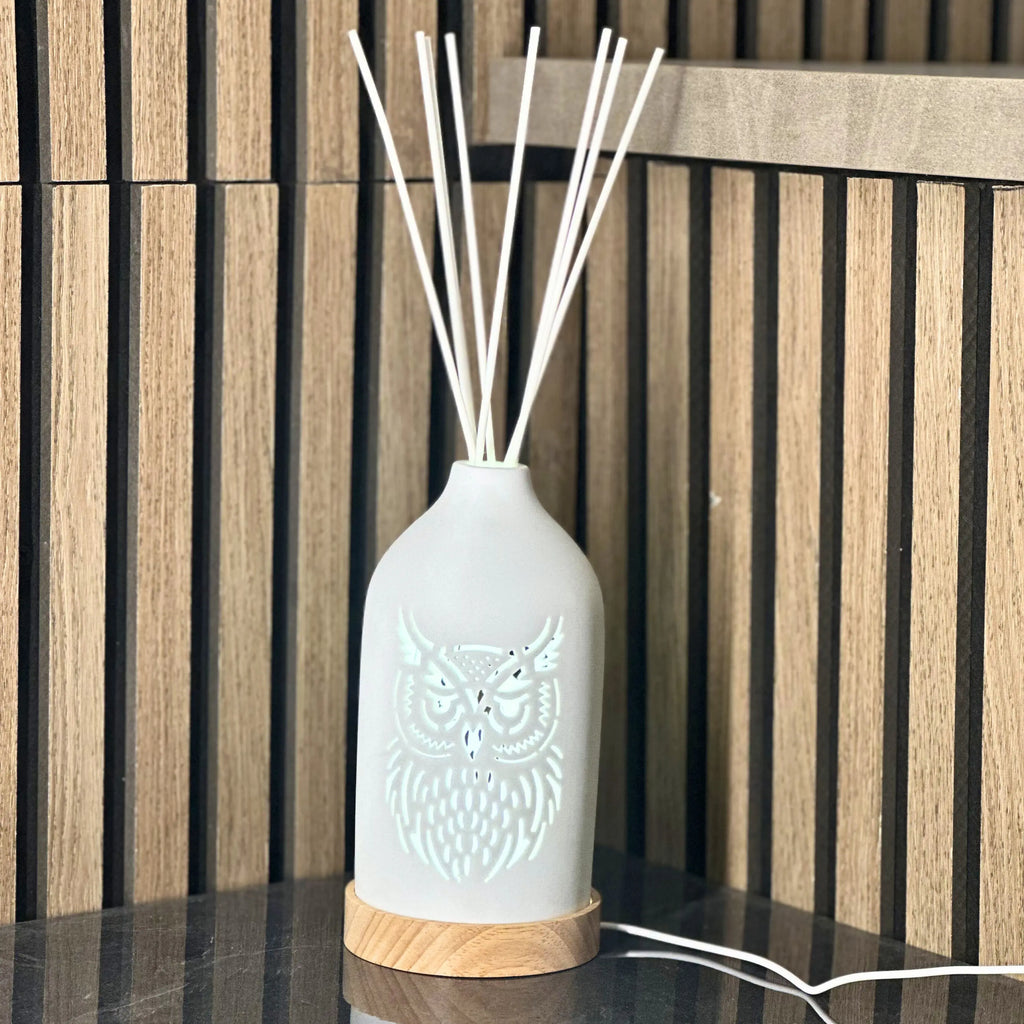 LED Ceramic Reed Diffuser Owl 19cm Aromatize