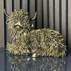Gold Shaggy Highland Cow Lying Lesser & Pavey Ltd