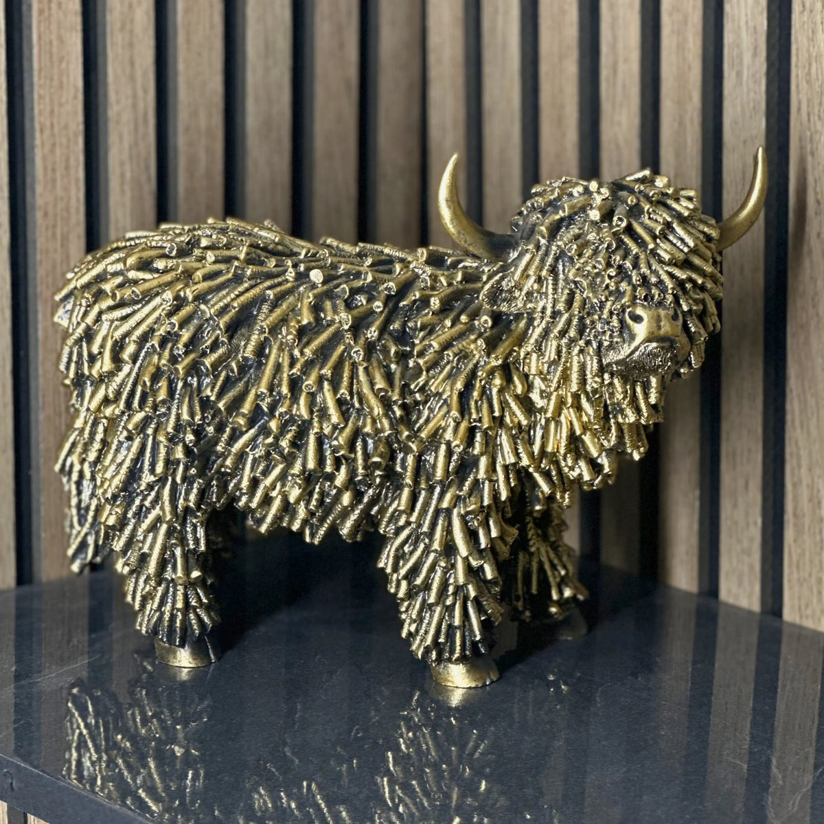 Gold Shaggy Highland Cow Large Lesser & Pavey Ltd