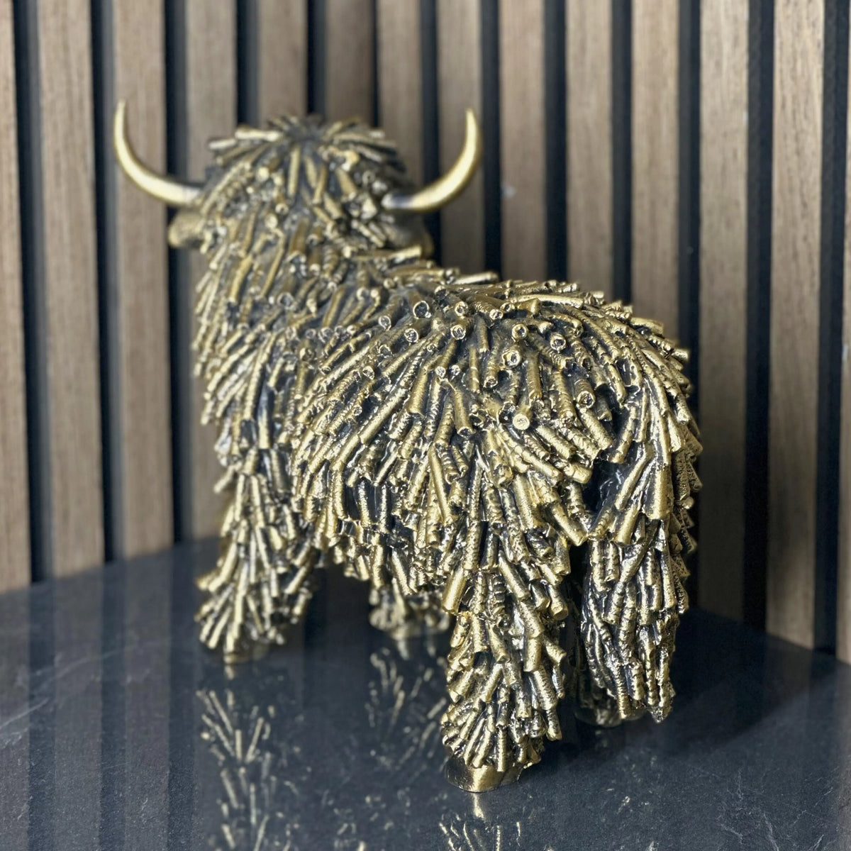 Gold Shaggy Highland Cow Large Lesser & Pavey Ltd