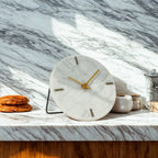 Moreno White Marble & Ginger Gold Iron Clock Light and Living