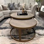 Belgravia Coffee Tables – Set of 2 Gold Frame Faux Shagreen Accent Tables Kevin Simba