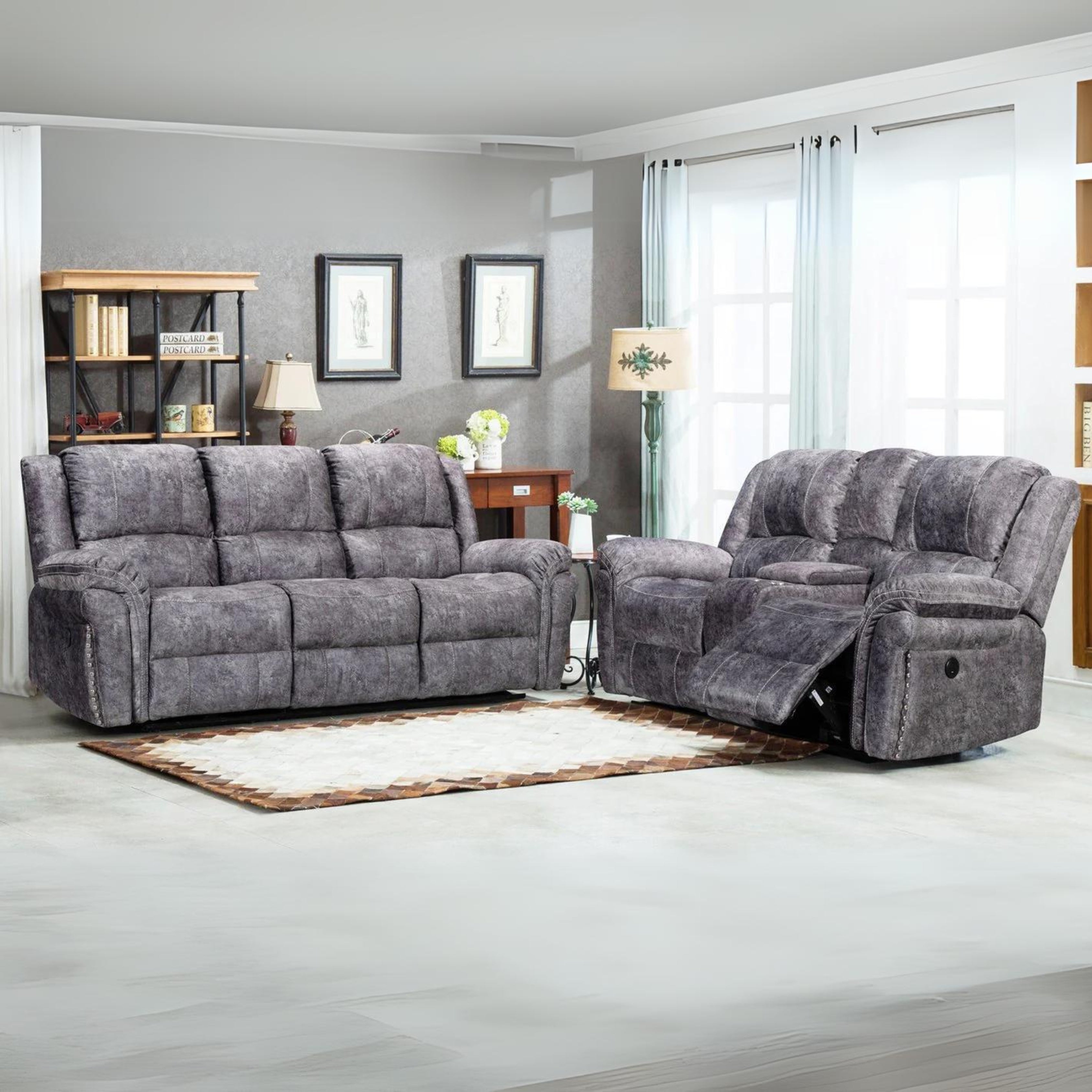 Galaxy Recliner 3 2 Seater Sofa Set Velvet Grey Home Store Living