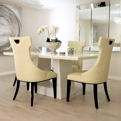 Milan White Marble Dining Set with Brooklyn Cream Dining Chairs Home Store Living