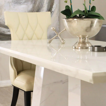 Milan White Marble Dining Set with Brooklyn Cream Dining Chairs Home Store Living