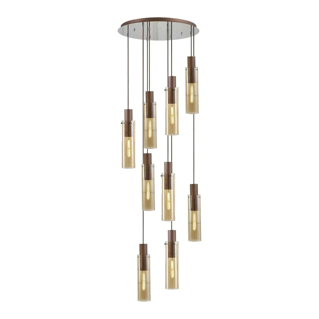 Bonni Slim 9 Light Adjustable E27 Round Pendant Chandelier Home Store Living