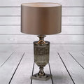 Antique Glass Urn Lamp with Taupe Cylinder Shade Mcgowan and rutherford