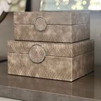 Taupe Faux Snake Leather Storage Boxes (Set of 2) CIMC