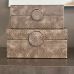 Taupe Faux Snake Leather Storage Boxes (Set of 2) CIMC