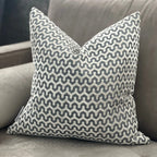 Oslo Ripple Wave Light Grey & Cream Cut Velvet Cushion malini