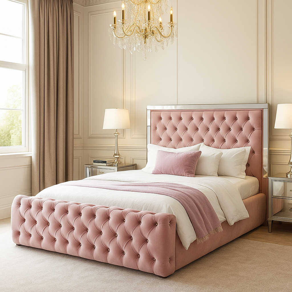 Upholstered Mirror Bed Frame Home Store Living