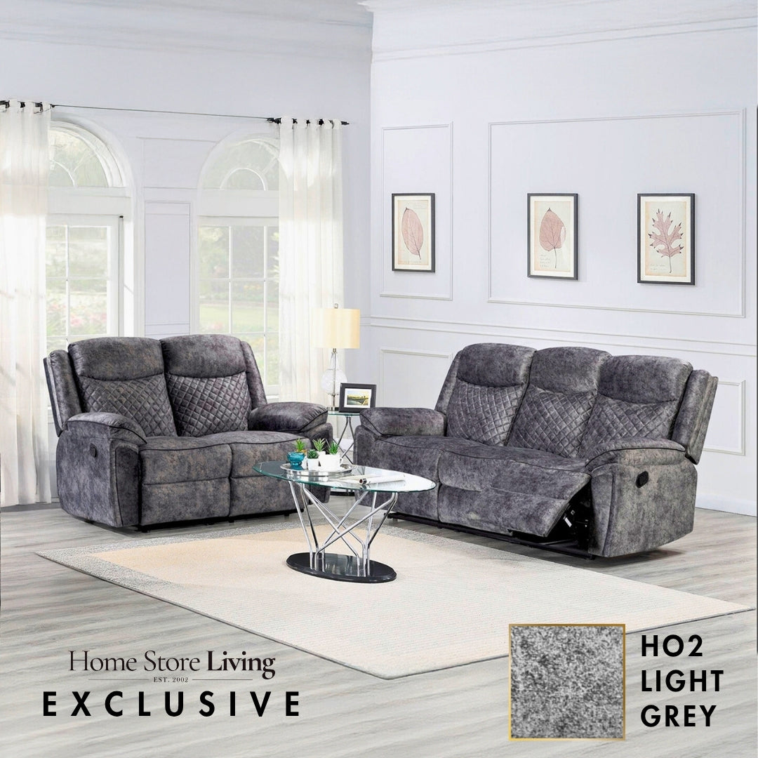 Normandy 2+3 Seater HO2 Light Grey Manual Recliner Sofa Set - Special Deal Linda RS