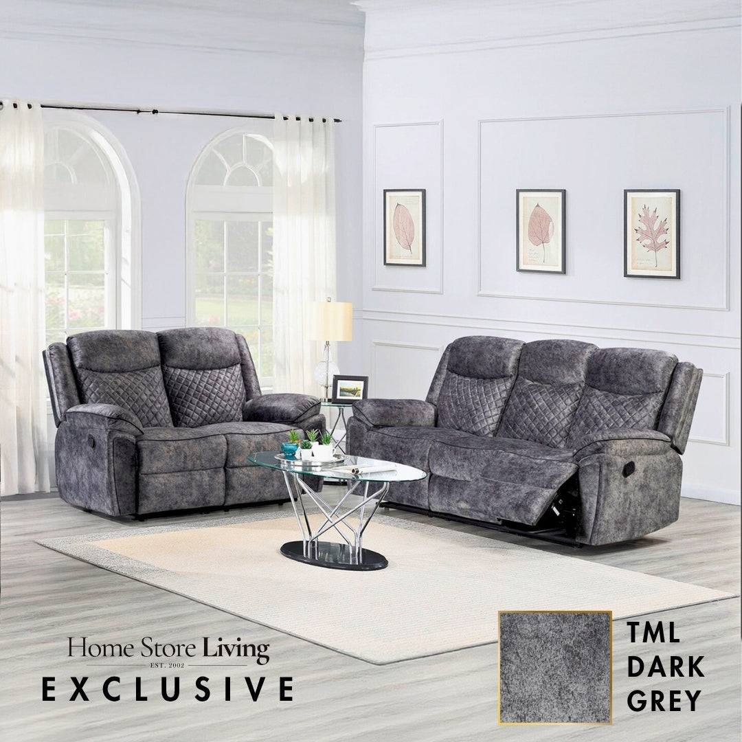 Chelsea 2+3 Seater TML Dark Grey Recliner Sofa Set - Special Deal Linda RS