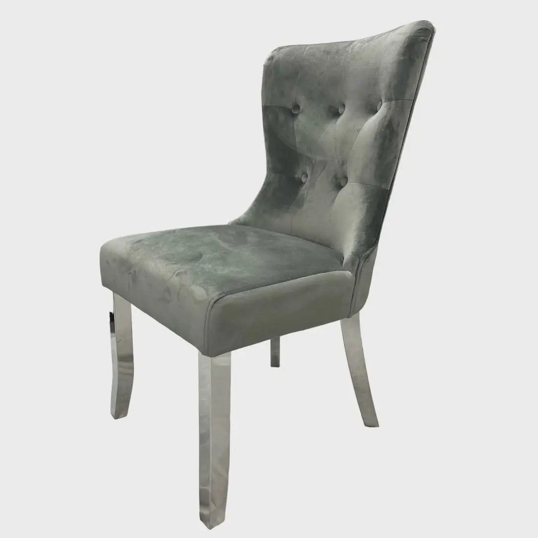 Bentley Dark Grey Dining Chair with Chrome Legs AWS