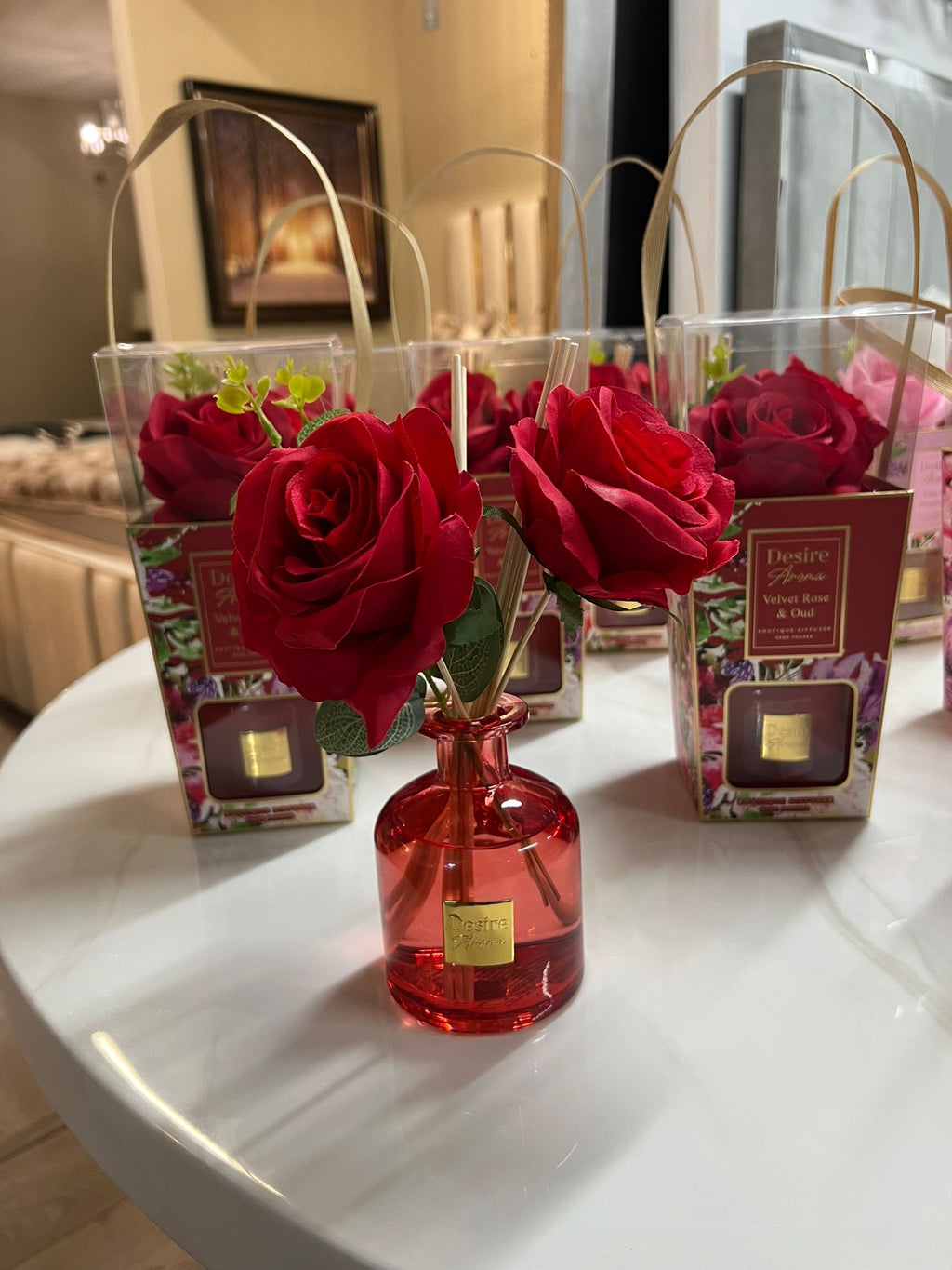 Desire Aroma Velvet Rose & Oud 200ml Red Rose Reed Diffuser Lesser & Pavey Ltd