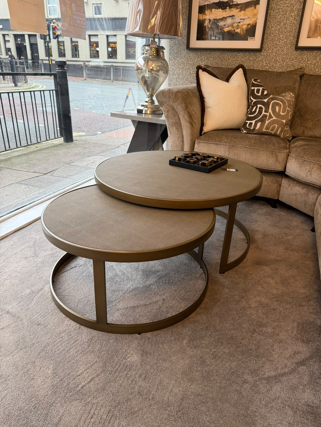 Belgravia Brass Shargreen Coffee Tables inc. Glass (Set of 2) Kevin Simba