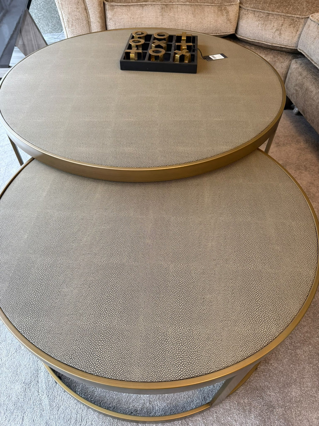 Belgravia Brass Shargreen Coffee Tables inc. Glass (Set of 2) Kevin Simba