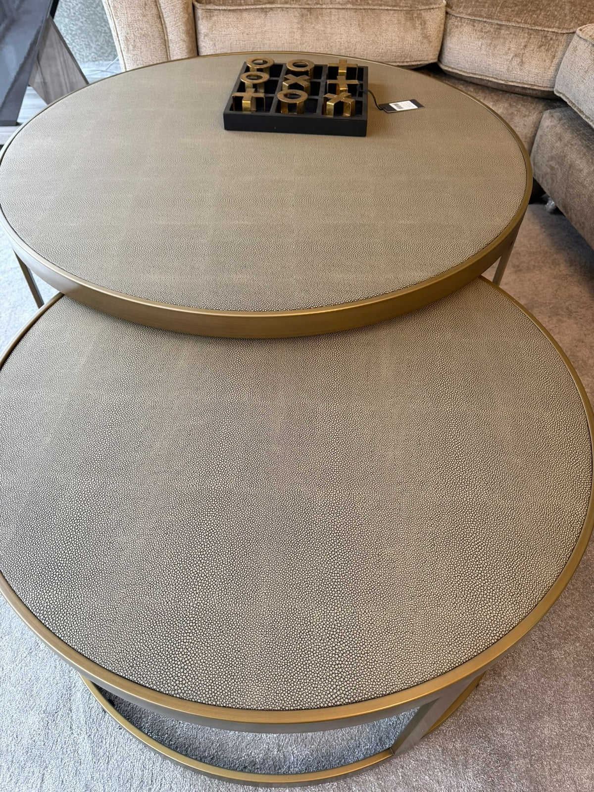 Belgravia Brass Shargreen Coffee Tables inc. Glass (Set of 2) Kevin Simba