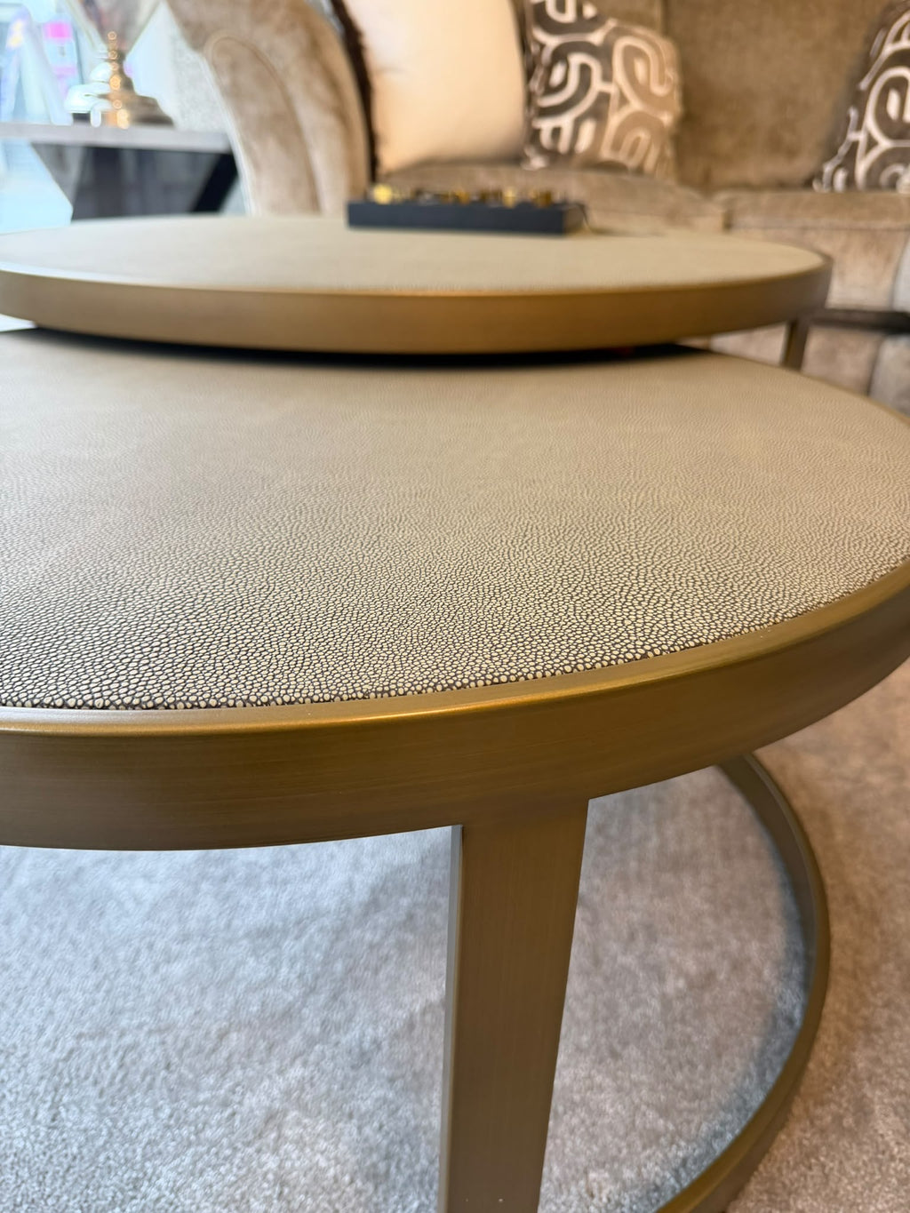 Belgravia Brass Shargreen Coffee Tables inc. Glass (Set of 2) Kevin Simba