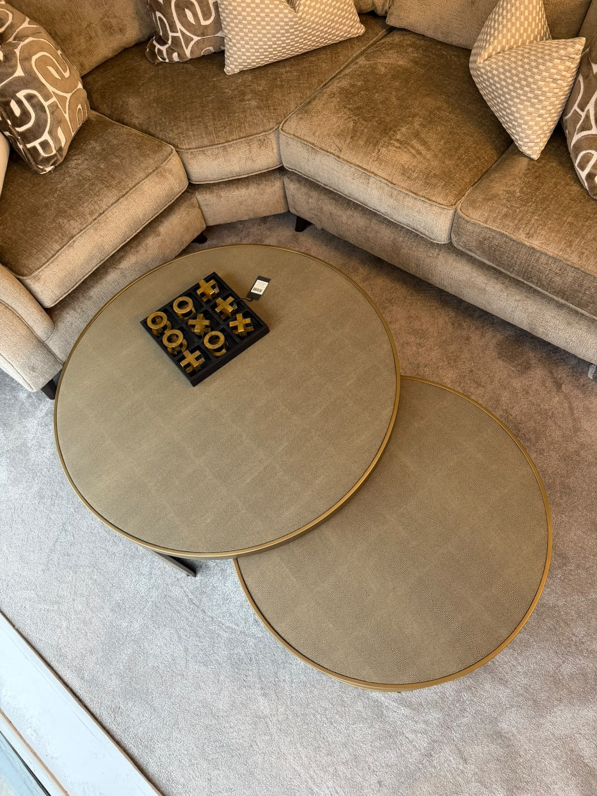 Belgravia Brass Shargreen Coffee Tables inc. Glass (Set of 2) Kevin Simba