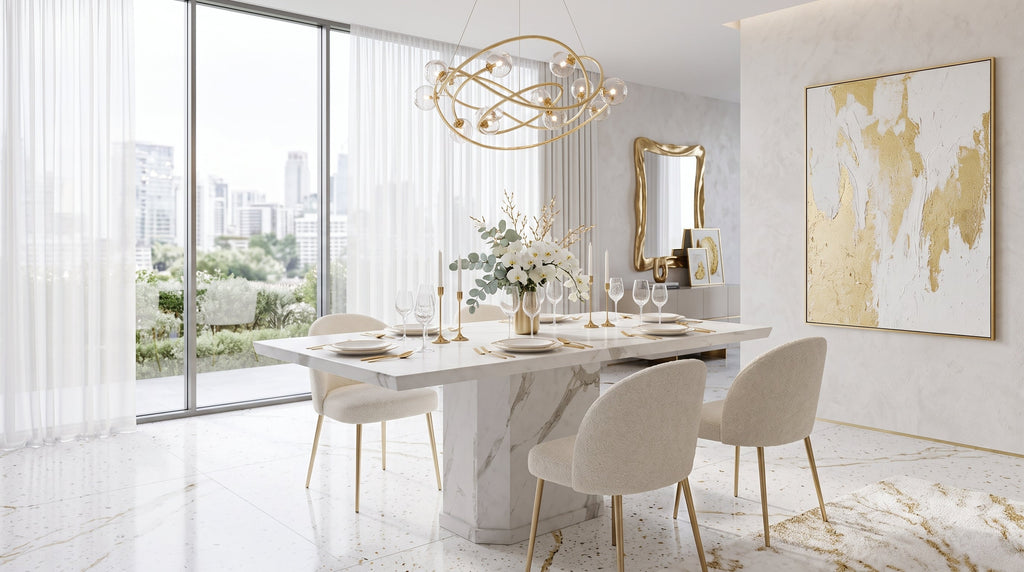 Belle Marble White Dining Table (1.6m / 1.8m / 2m) L H International