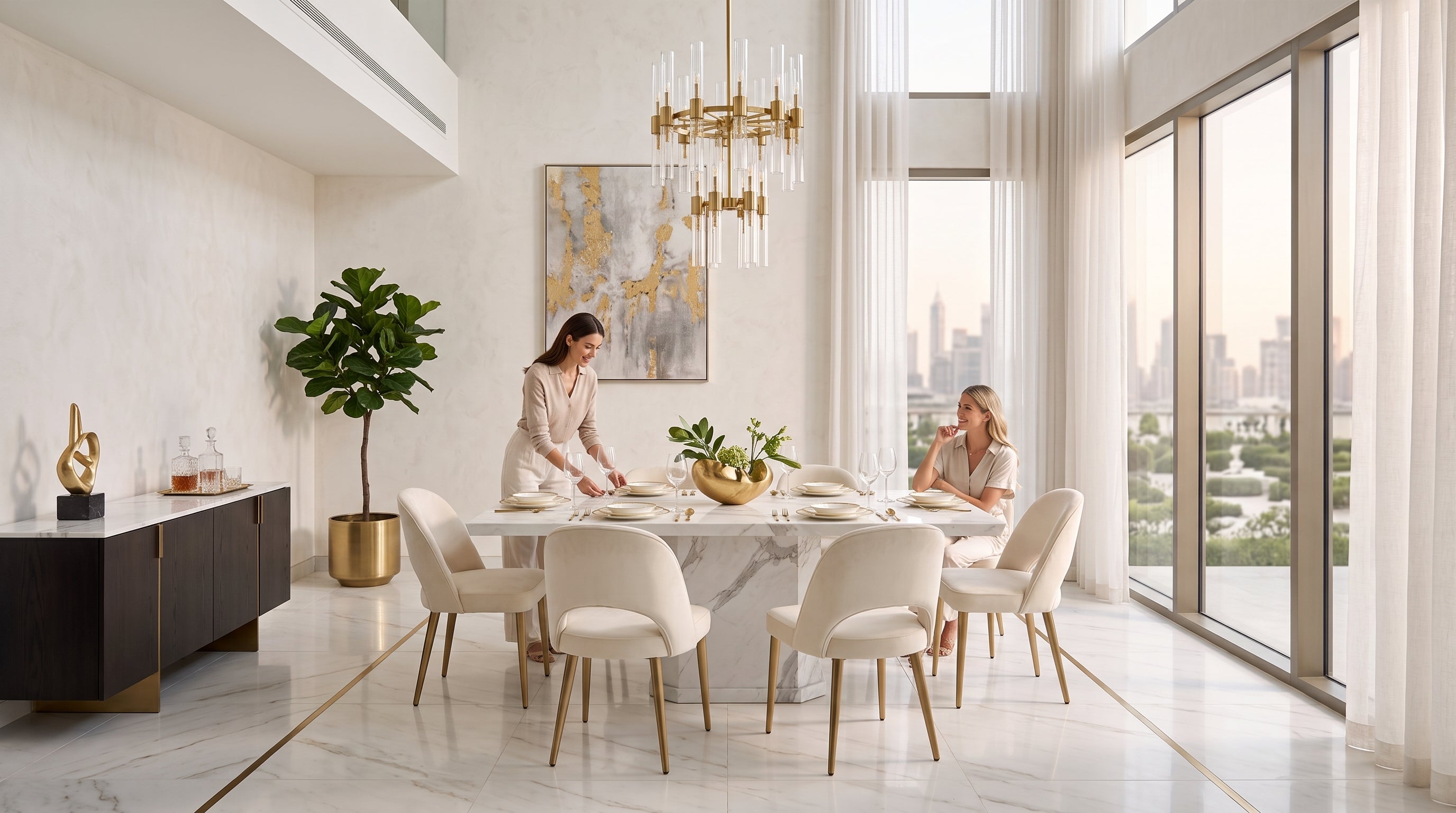 Belle Marble White Dining Table (1.6m / 1.8m / 2m) L H International