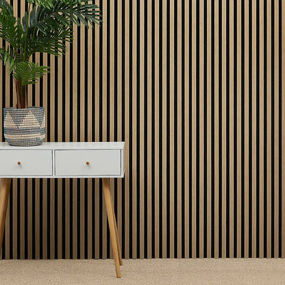 Natural Oak Acoustic Timber Slat Wall Panel - 2400mm x 600mm AWS