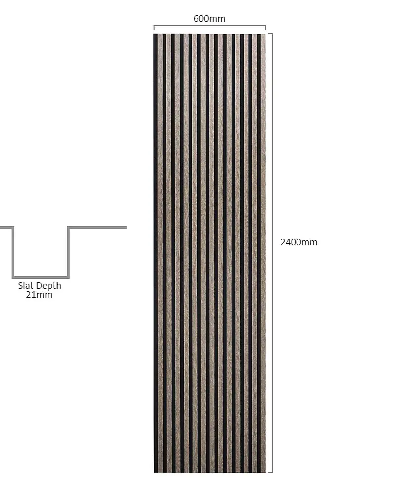 Dark Oak Acoustic Timber Slat Wall Panel - 2400mm x 600mm AWS