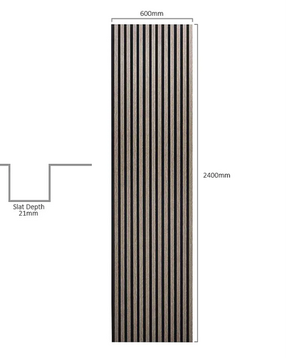 Dark Oak Acoustic Timber Slat Wall Panel - 2400mm x 600mm AWS